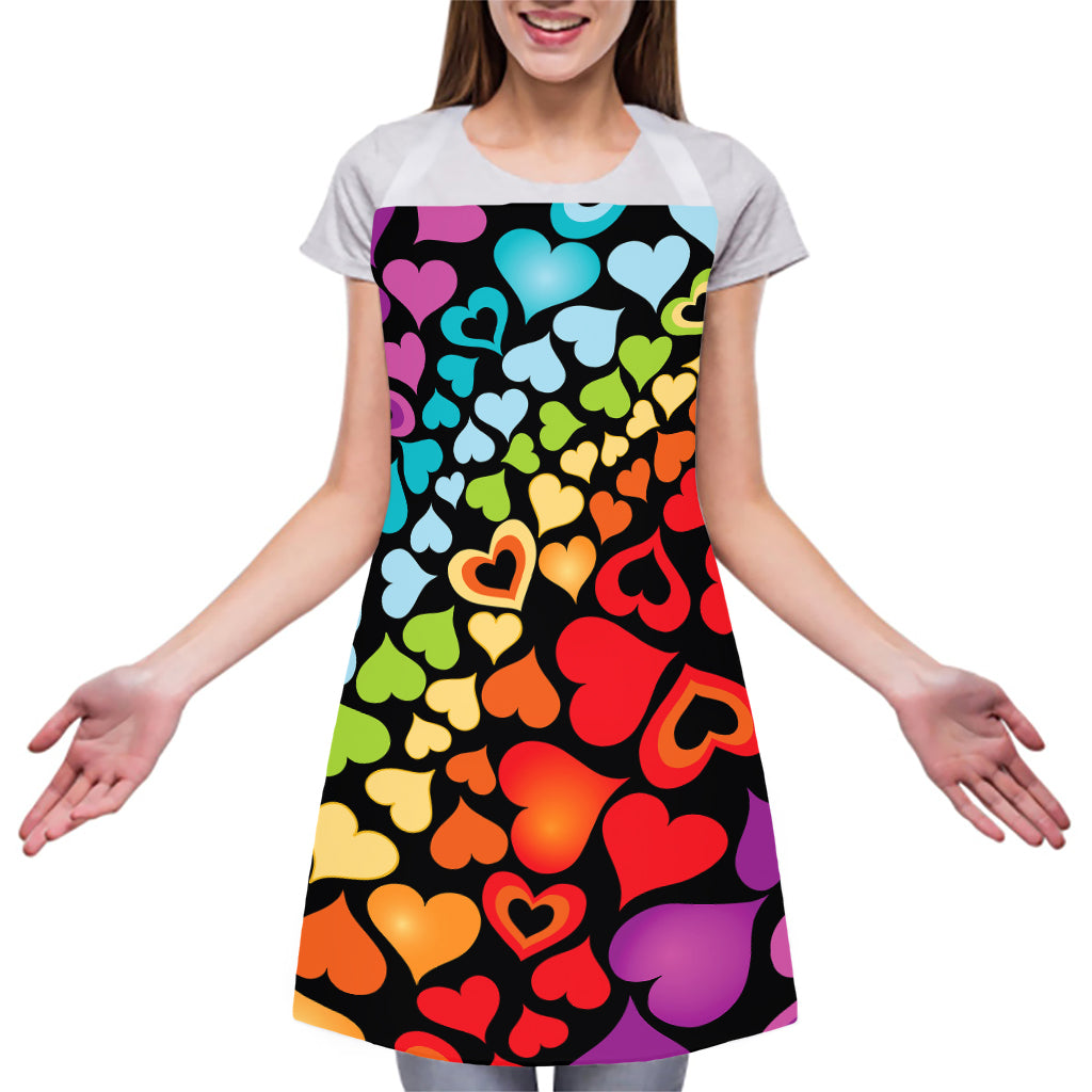 Colorful Heart Wave Pattern Print Adjustable Apron