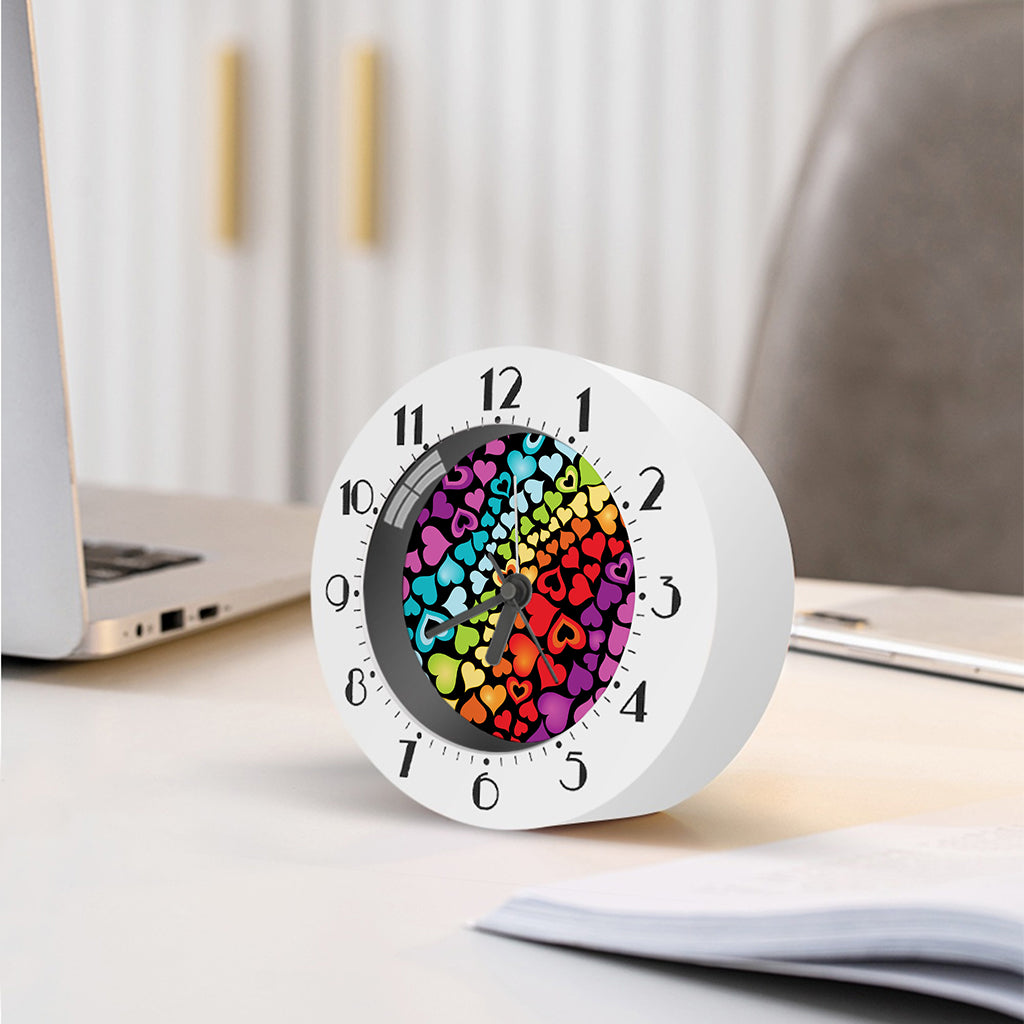 Colorful Heart Wave Pattern Print Alarm Clock