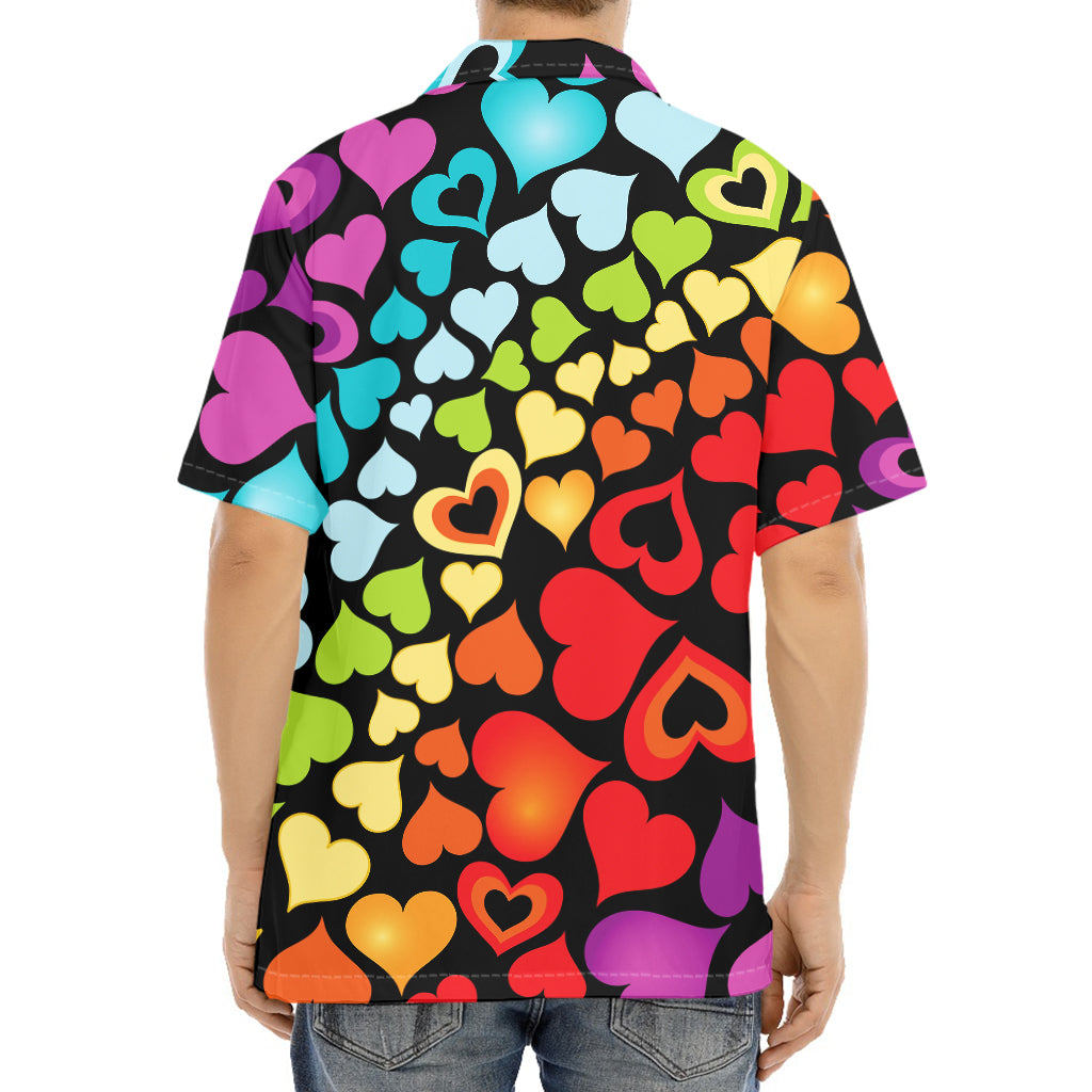 Colorful Heart Wave Pattern Print Aloha Shirt