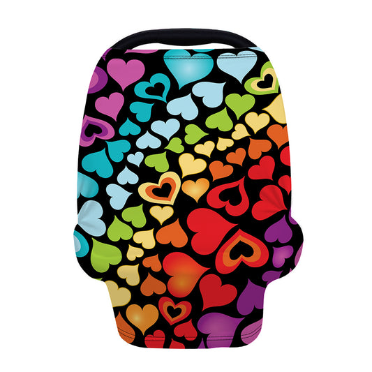 Colorful Heart Wave Pattern Print Baby Seat Cover