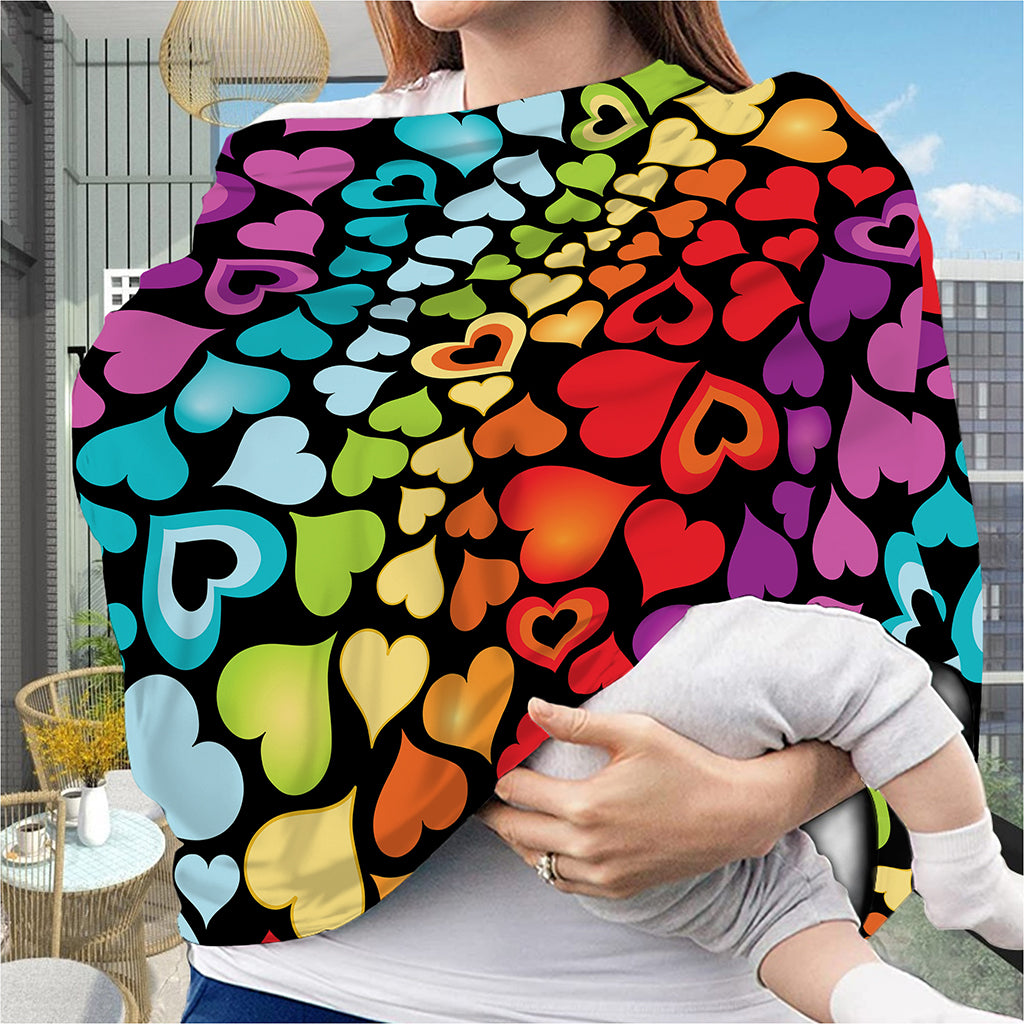 Colorful Heart Wave Pattern Print Baby Seat Cover