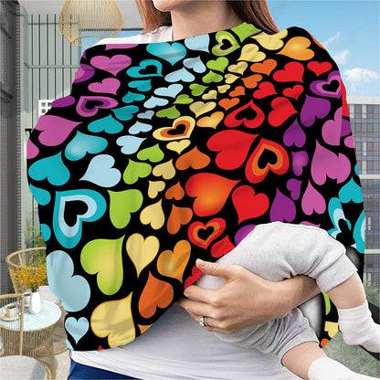 Colorful Heart Wave Pattern Print Baby Seat Cover