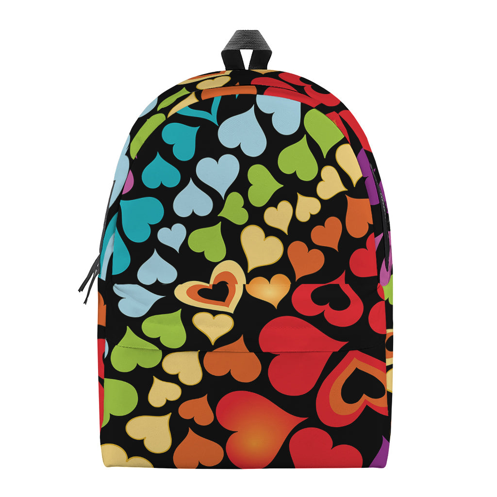 Colorful Heart Wave Pattern Print Backpack