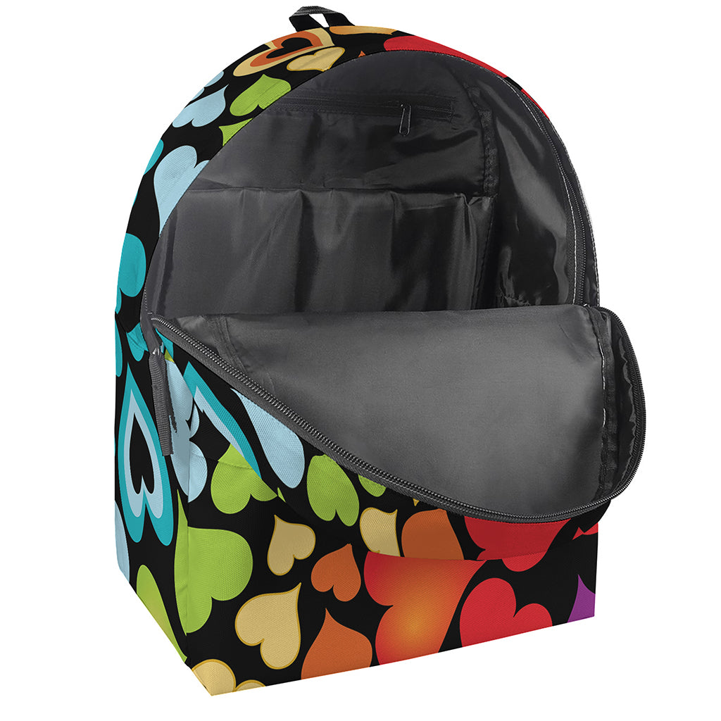Colorful Heart Wave Pattern Print Backpack