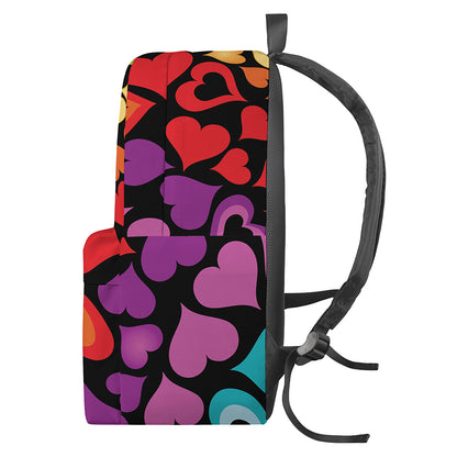 Colorful Heart Wave Pattern Print Backpack