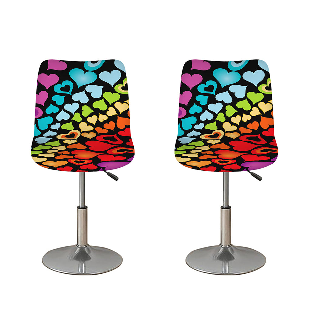 Colorful Heart Wave Pattern Print Bar Stool Covers