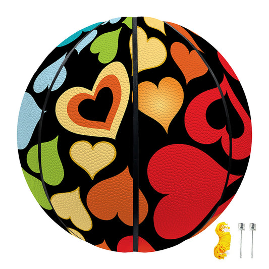 Colorful Heart Wave Pattern Print Basketball