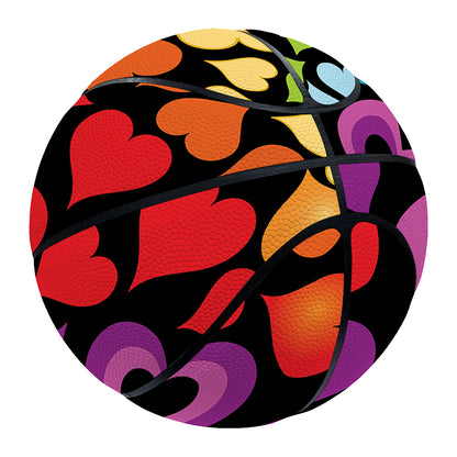 Colorful Heart Wave Pattern Print Basketball