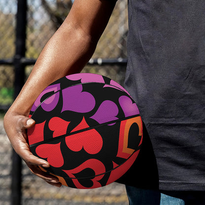Colorful Heart Wave Pattern Print Basketball