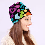 Colorful Heart Wave Pattern Print Beanie