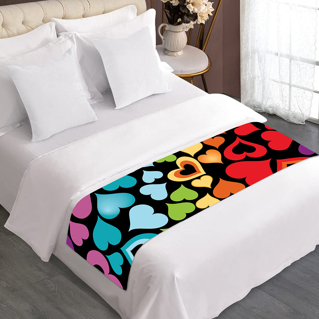 Colorful Heart Wave Pattern Print Bed Runner