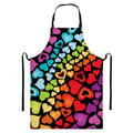 Colorful Heart Wave Pattern Print Bib Apron With Pocket