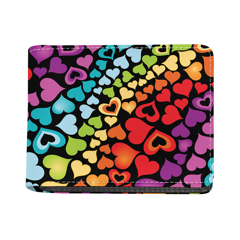 Colorful Heart Wave Pattern Print Bifold Wallet