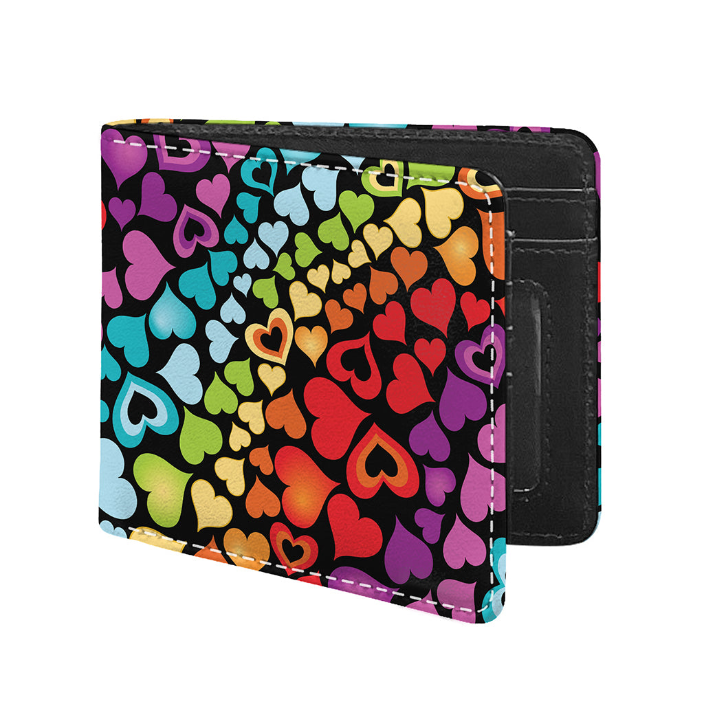 Colorful Heart Wave Pattern Print Bifold Wallet