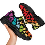 Colorful Heart Wave Pattern Print Black Chunky Shoes
