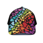 Colorful Heart Wave Pattern Print Black Mesh Trucker Cap