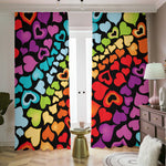 Colorful Heart Wave Pattern Print Blackout Pencil Pleat Curtains