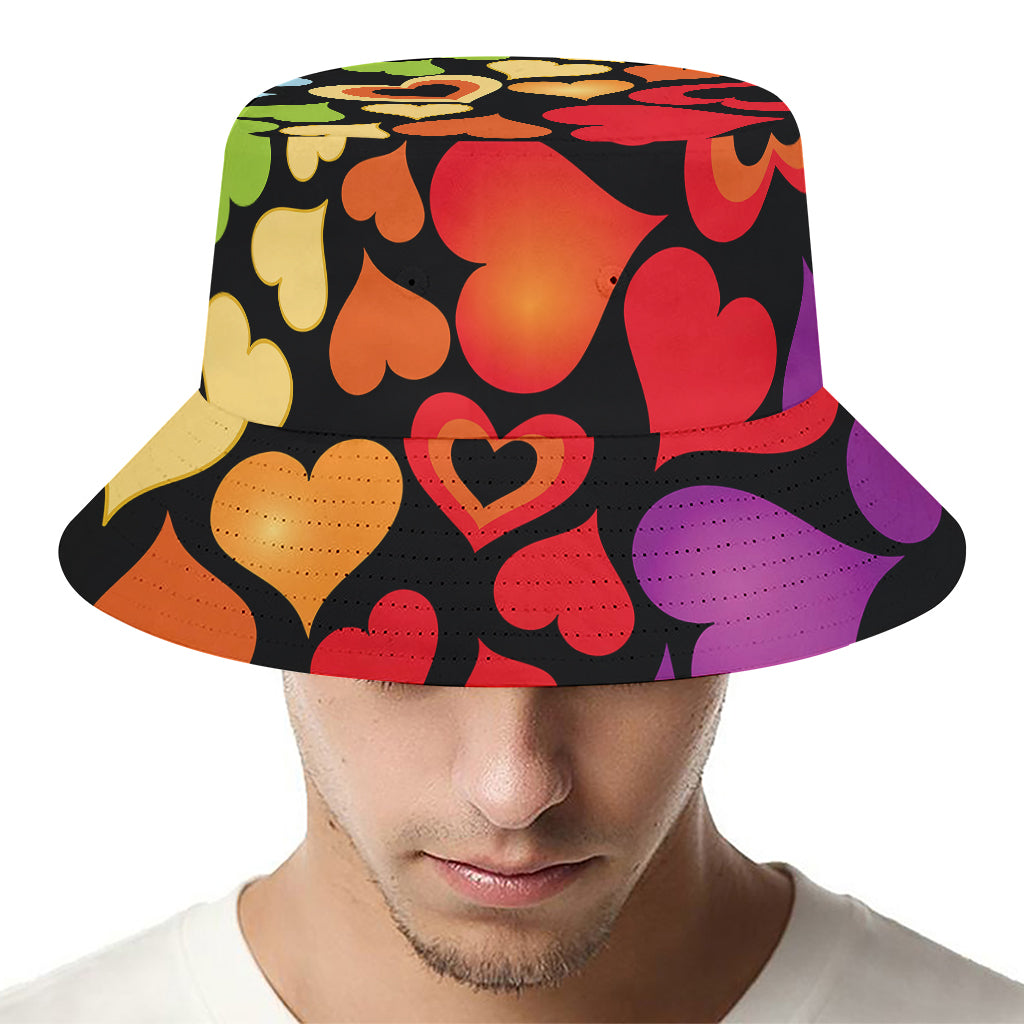 Colorful Heart Wave Pattern Print Bucket Hat