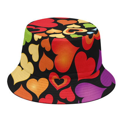 Colorful Heart Wave Pattern Print Bucket Hat