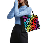 Colorful Heart Wave Pattern Print Canvas Tote Bag