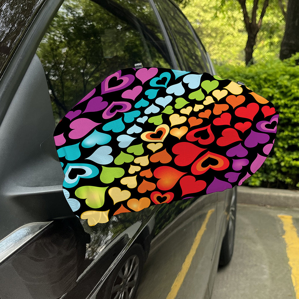 Colorful Heart Wave Pattern Print Car Side Mirror Covers