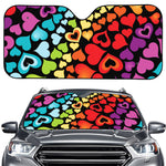 Colorful Heart Wave Pattern Print Car Windshield Sun Shade