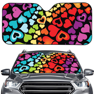 Colorful Heart Wave Pattern Print Car Windshield Sun Shade