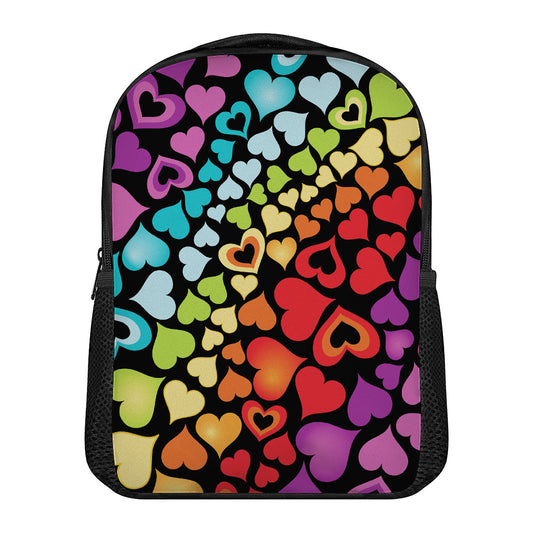 Colorful Heart Wave Pattern Print Casual Backpack