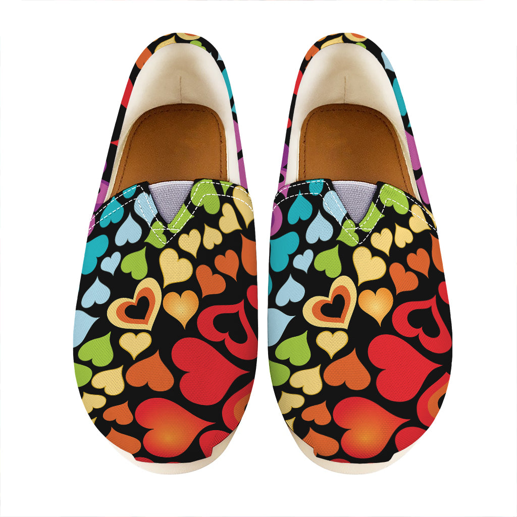 Colorful Heart Wave Pattern Print Casual Shoes