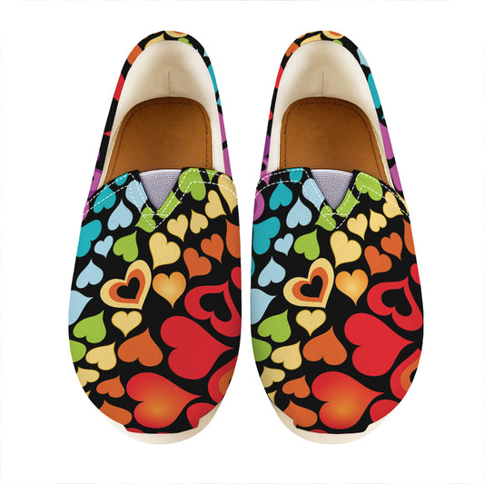 Colorful Heart Wave Pattern Print Casual Shoes