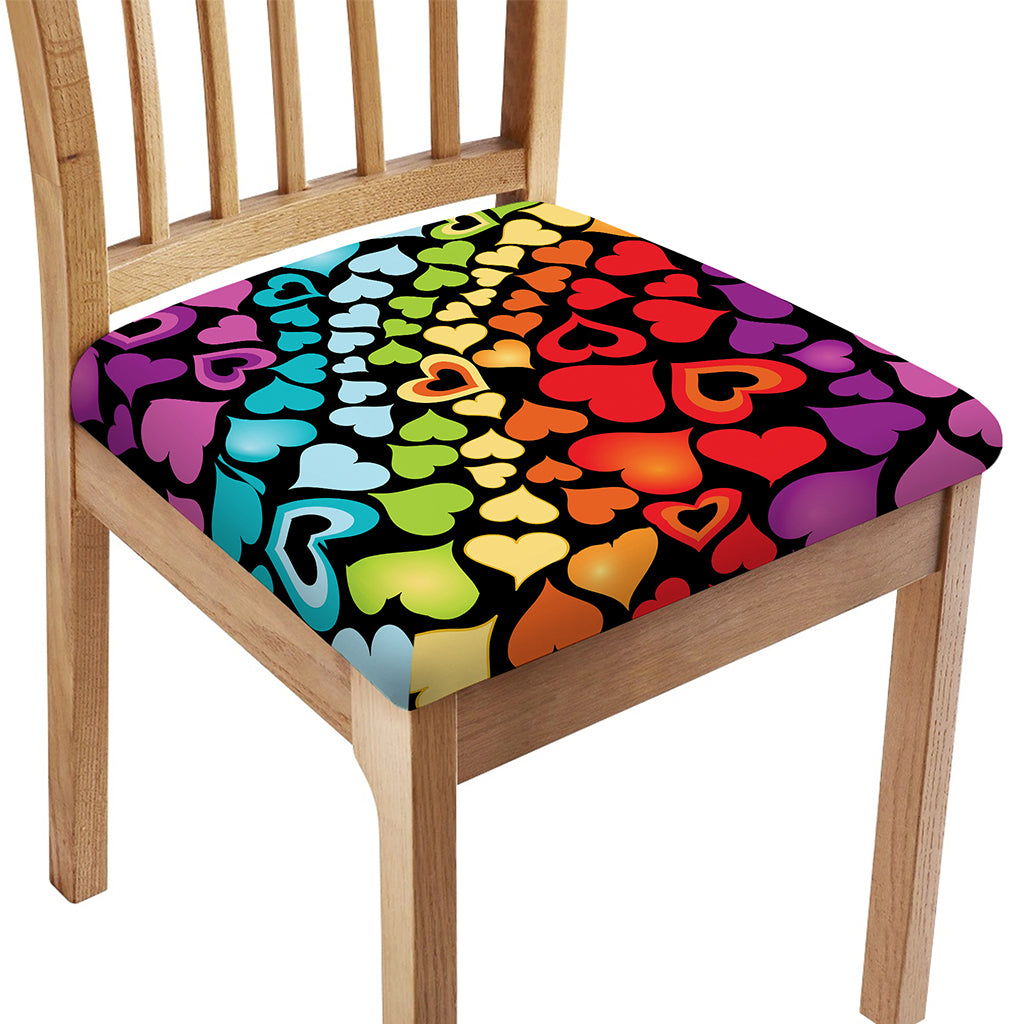 Colorful Heart Wave Pattern Print Chair Cushion Cover