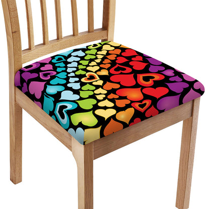 Colorful Heart Wave Pattern Print Chair Cushion Cover
