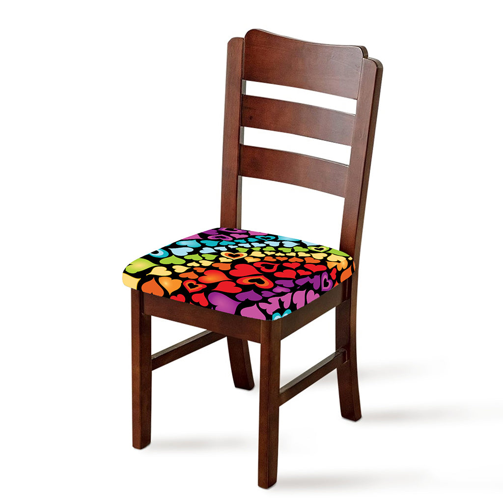 Colorful Heart Wave Pattern Print Chair Cushion Cover