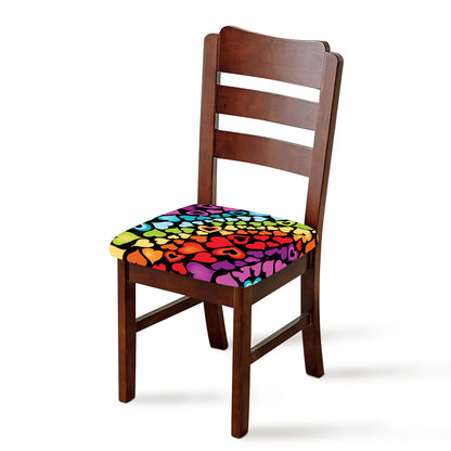 Colorful Heart Wave Pattern Print Chair Cushion Cover