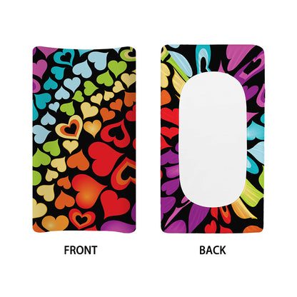 Colorful Heart Wave Pattern Print Changing Pad Cover