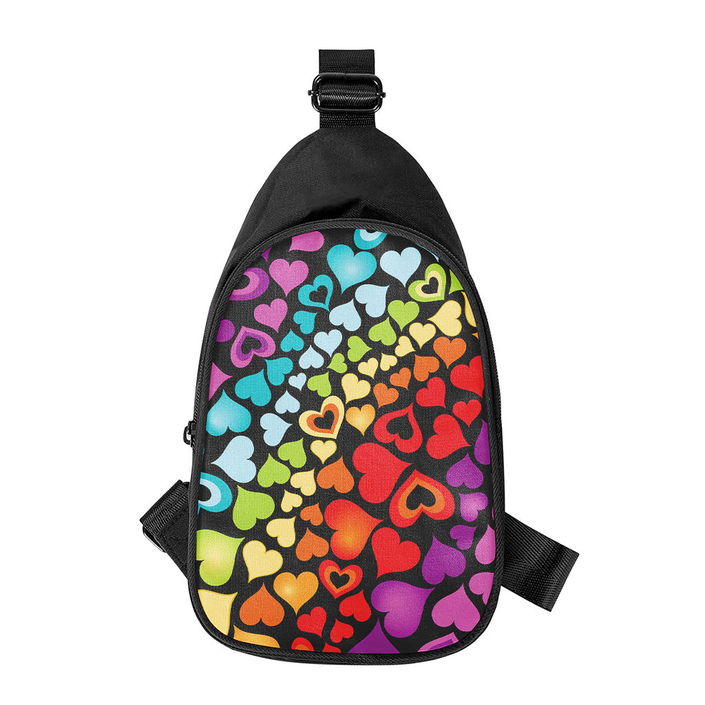 Colorful Heart Wave Pattern Print Chest Bag