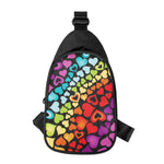 Colorful Heart Wave Pattern Print Chest Bag