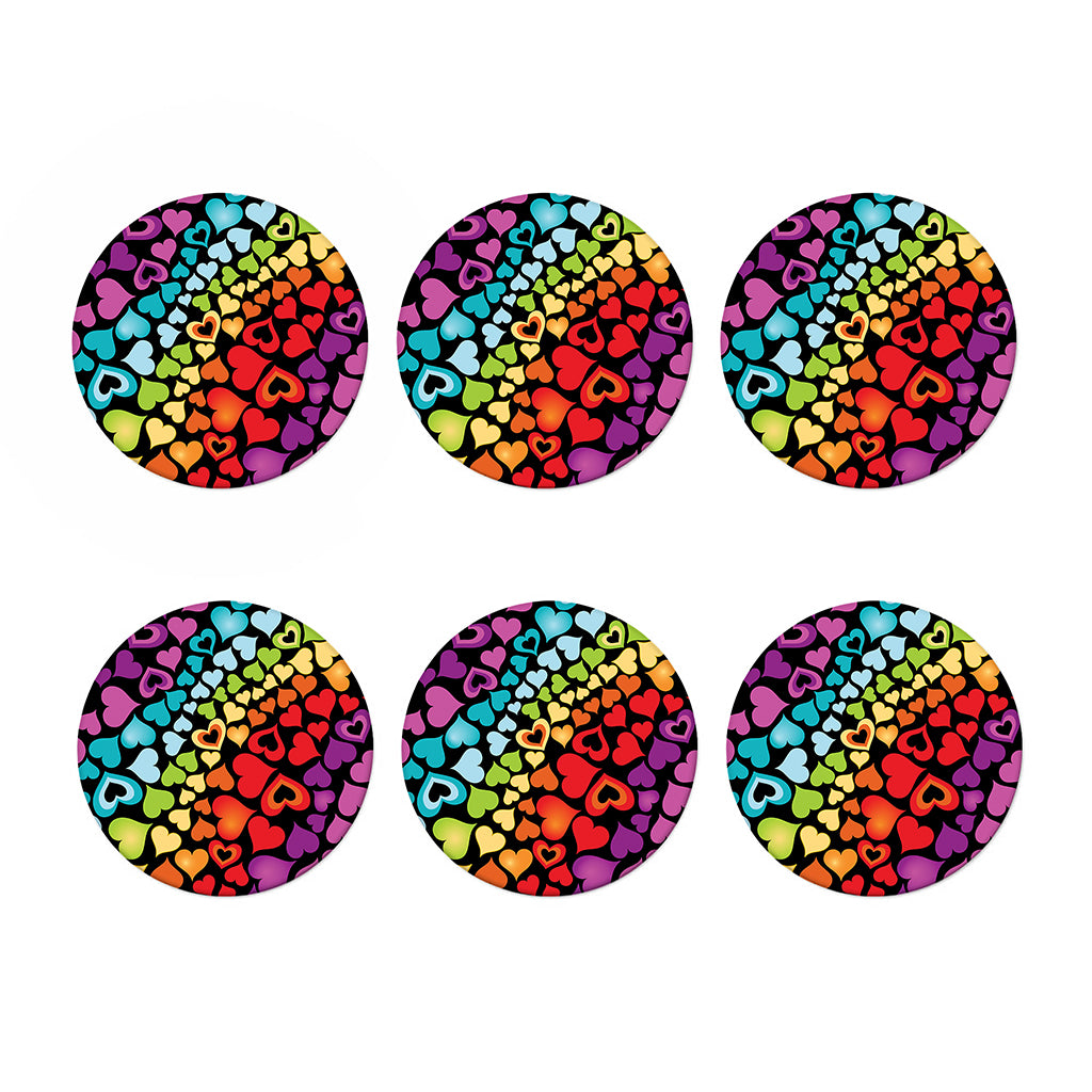 Colorful Heart Wave Pattern Print Coaster Set