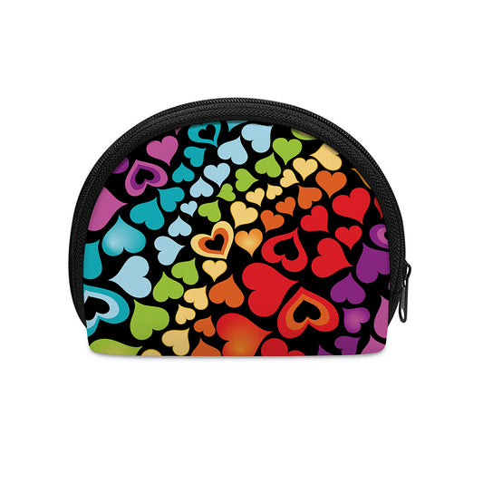 Colorful Heart Wave Pattern Print Coin Purse
