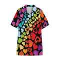 Colorful Heart Wave Pattern Print Cotton Hawaiian Shirt