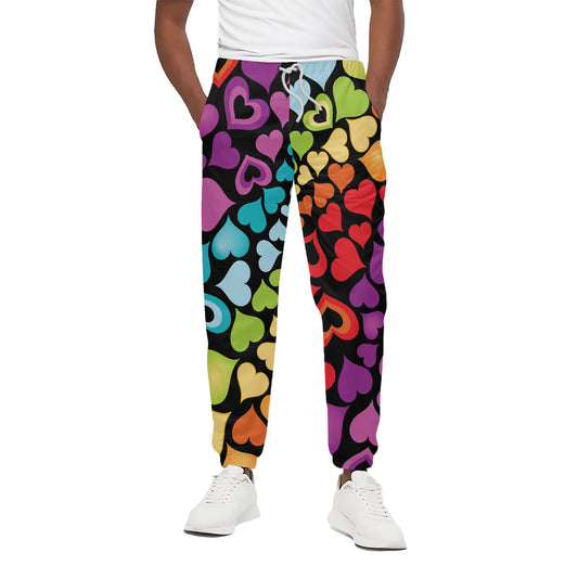 Colorful Heart Wave Pattern Print Cotton Pants