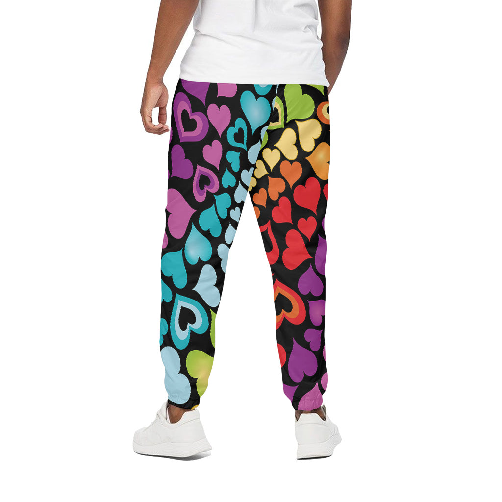 Colorful Heart Wave Pattern Print Cotton Pants