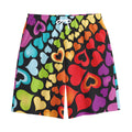 Colorful Heart Wave Pattern Print Cotton Shorts