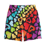 Colorful Heart Wave Pattern Print Cotton Shorts
