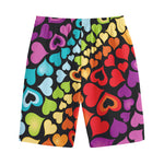 Colorful Heart Wave Pattern Print Cotton Shorts