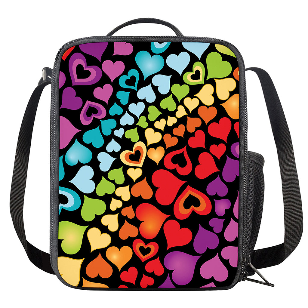 Colorful Heart Wave Pattern Print Crossbody Lunch Bag