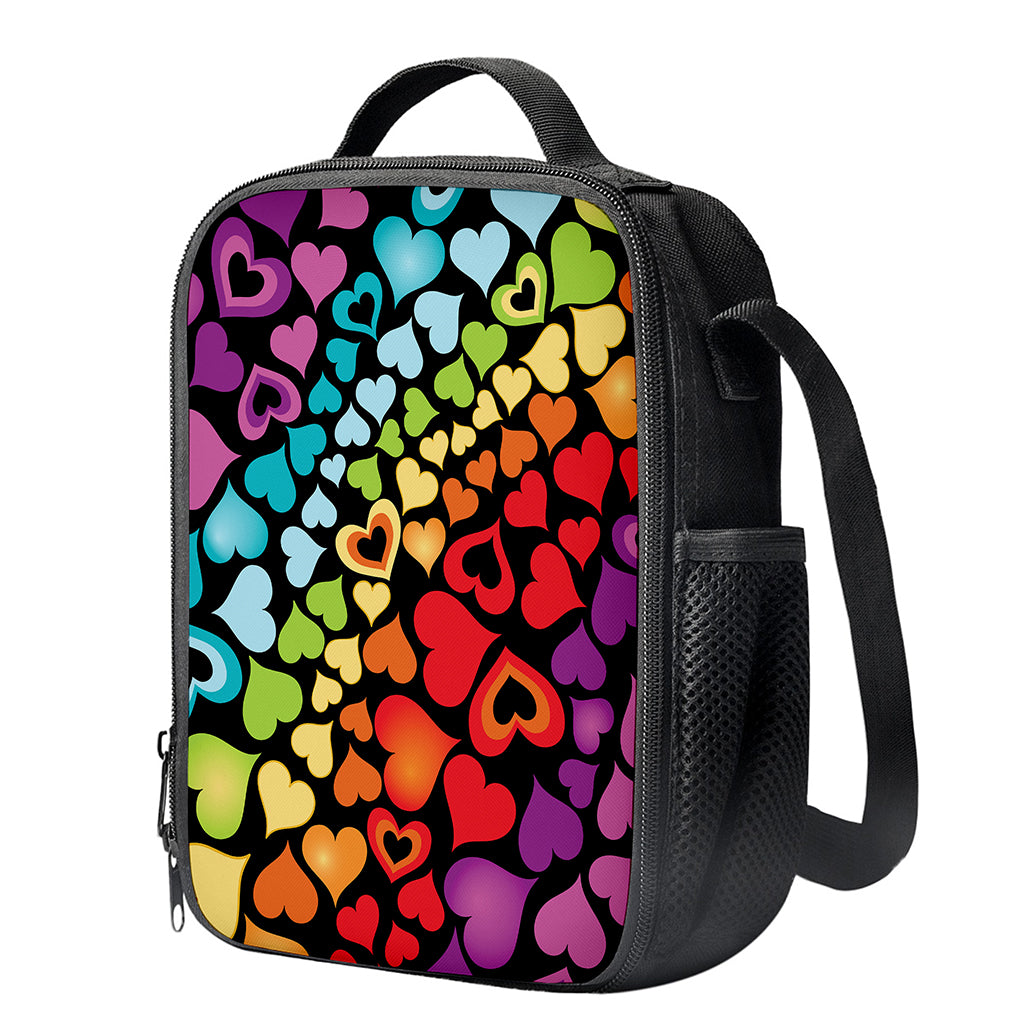 Colorful Heart Wave Pattern Print Crossbody Lunch Bag