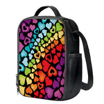 Colorful Heart Wave Pattern Print Crossbody Lunch Bag