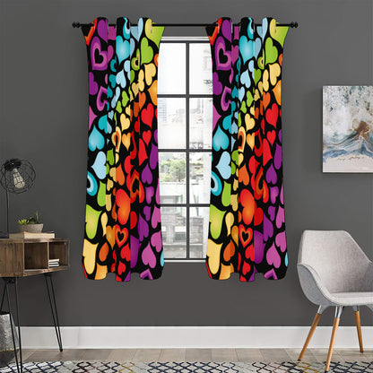 Colorful Heart Wave Pattern Print Curtain