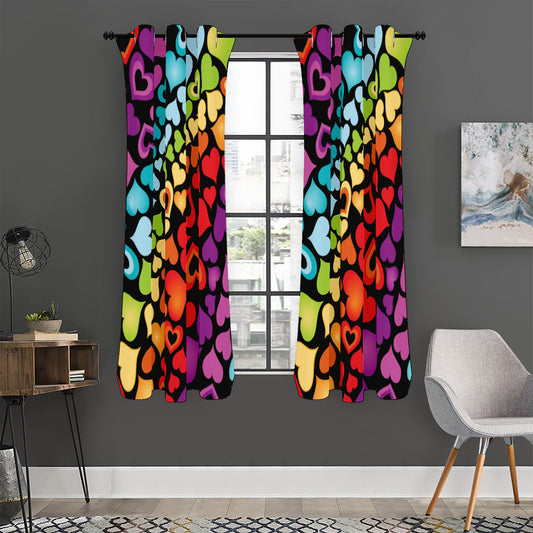 Colorful Heart Wave Pattern Print Curtain